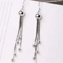PopSilver Plated Earrings For Women Round Long Dangle Drop Earrings With Tassels
