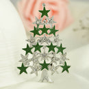 Fashion Cute Christmas Tree Stars Clear Crystal Brooches Pins Holiday Party