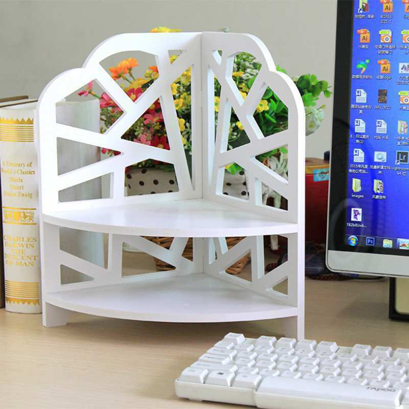 Desktop Cosmetics Organizer Bathroom Storage Rack Corner Shelf R6L9