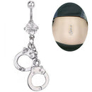 Handcuffs Belly Button Rings Crystal Rhinestone Navel Bar Body PiercingJewelryME