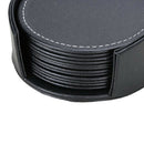Set of 6 Coasters for Drinks PU Leather Holder Coffee Tea Cups Mugs Black