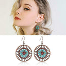 National style earrings round hollowed Drop earrings bohemian flower retro R9D6