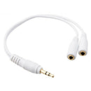Cable splitter of white earphones 3.5 mm audio