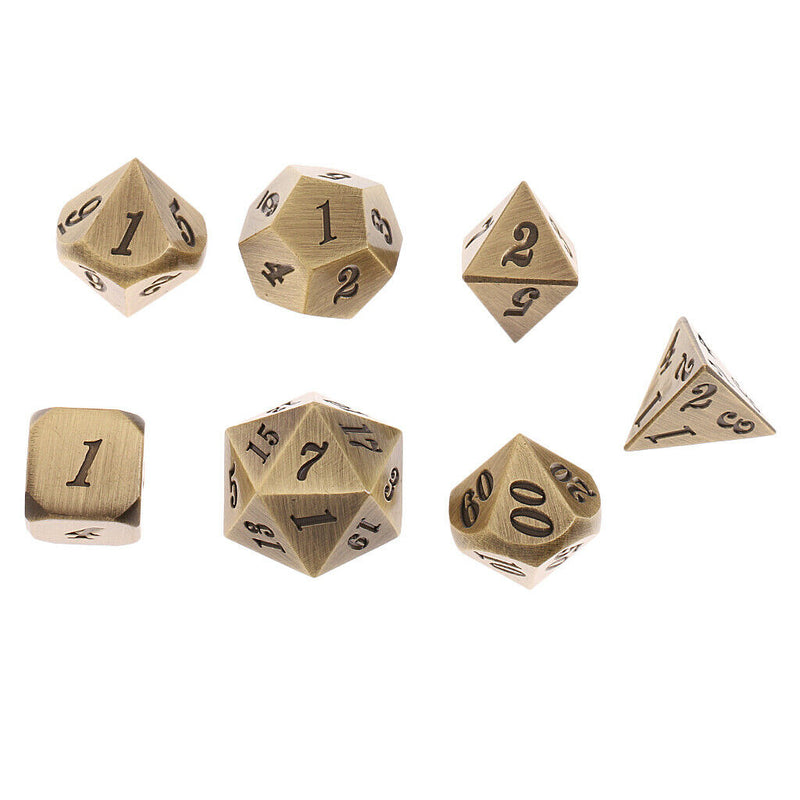 7 Pieces Metal Dice Set D6 D8 D10 D12 D20 for Board Games RPG MTG