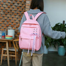4Pcs/Set Ribbon Chain Bowknot Canvas Backpack Travel Rucksacks Leisure Back
