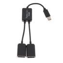 2 in 1 Type C to Dual USB Adapter Power Charger OTG Cable Splitter Adapter