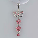 Puncture Ring Medical Needle Butterfly Zircon Flower Umbilical Navel Ring