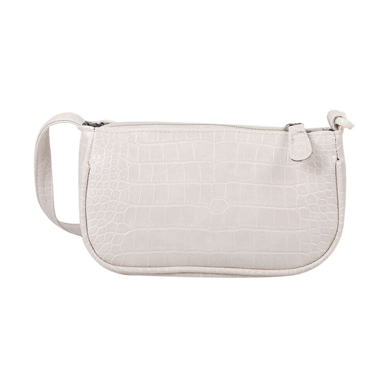 Casual Alligator PU Women Handbag Tote Chain Underarm Shoulder Bag (White)