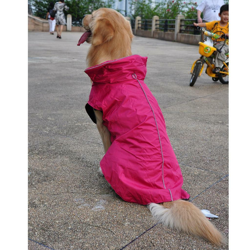 Rosy Dog Pet Raincoat Waterproof Outdoor Rain Jacket Fleece Lined Coatl XXL