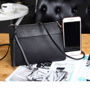 Women's Clutch Bag Simple Black Leather Crossbody Bags Enveloped Shaped Sma