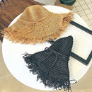 Fringed Straw Hat Bow Wide Grass Female Summer Hat Beach Visor Outdoor Vaca