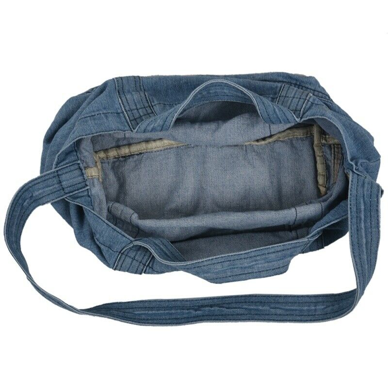 Denim Slouch Bag Casual Jean Fabric Handbag Leisure Korean Style Fashion Ja X1Y5