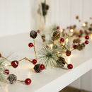 Red berry Christmas Garland Lights LED Copper Fairy lights Pinecone string  O1R5