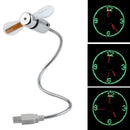 USB Mini Flexible Time Clock Fan with LED Light - Cool Gadget Adjustable