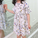 Fashion Children'S Clothing Girls Dress Floral Short-Sleeved Chiffon Prince