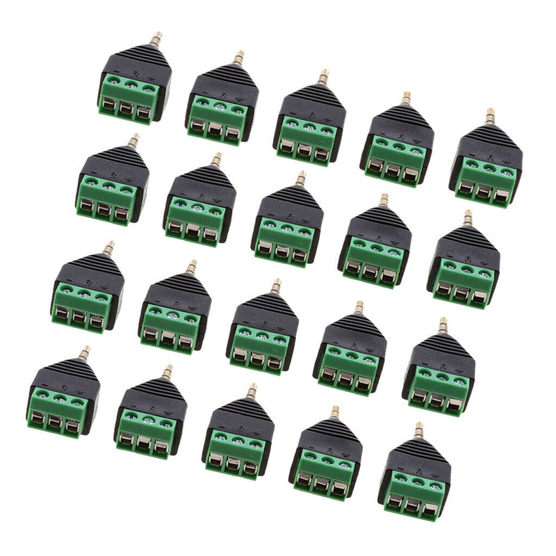 20x 3.5mm 1/8" Stereo Male Plug to AV 3-Screw Terminal Female Connector