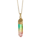 Irregular Rainbow Stone Natural Crystal Pendant Necklace Chakra Rock Quartz 1PC
