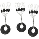 10 Pcs 6 in 1 Black Rubber Oval Stop Bead Ring Fishing Bobber Stopper