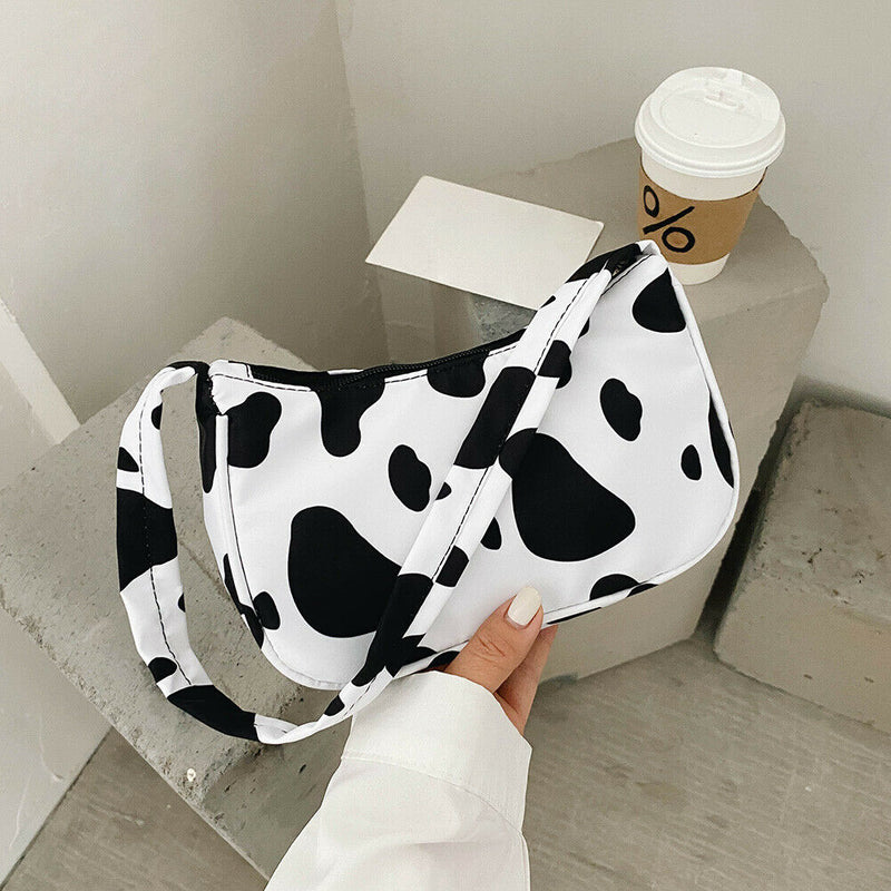 Cow Milk Printed Women Handbag Tote Female Casual Underarm Shoulder Bag (2)