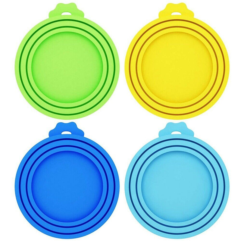 4 Pack Pet Food Can Covers Universal Silicone Can Lids - One Size Fit 3 Sta F7D4