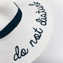 Summer Womens Wide Brim Do Not Disturb Sun Hat Embroidery Straw Cap Floppy