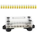 Practical 6 Way Dual Row Power Distribution Block Bus Bar 100A+16 Terminals