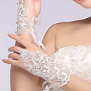 Women Ladies White Lace Bow Short Bridal Gloves Wedding Prom Party Gloves WCV