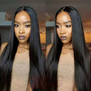 Natural Hair Wig Straight Heat Resistant Synthetic Lace Front Wigs Black Colo OZ