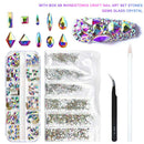 1843pcs Stones Gems Nail Art Set AB Rhinestones Glass Crystal Salon Home Craft