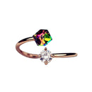 Womens Cubic Zircon Crystal Rhinestone Ring Open Adjustable Fashion Jewelry
