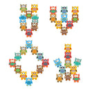 12pcs Owl Stacking Blocks Puzzle Toys for Kids Wooden Piles Balance Game