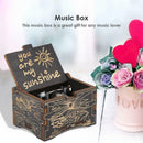 Retro Wood Hand Cranked Music Box Carved Kid Child Birthday Gift Home Decor