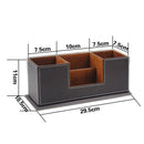 Office Pencil Holder Pu Leather Multifunctional Desk Supplies Organizer for