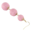 Fringe Earrings Triple Ball Thread Wrapped Stud Earring Long Tassel For Wom