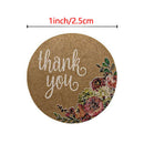 Kraft Floral Thank You Stickers - 1inch Circle Labels / 1000 Per Pack W2R3