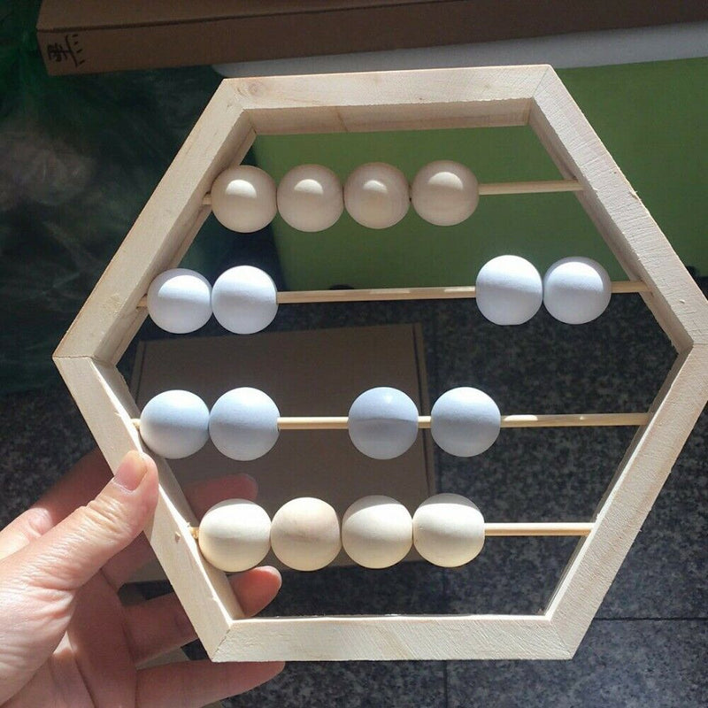 Nordic Style Natural Wooden Abacus With Beads Craft Baby Early Learning Edu J6N4