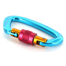 3x D Shaped Carabiner Clip Mountaineering Screw Lock Aluminum Alloy Buckle