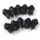 10x Black On/Off Latching Push Button Switch Car Dashboard 2-Pins Locking