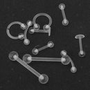 10pcs Clear Acrylic Tongue Rings Lip Studs Hoop Barbells Invisible Body Jewelry