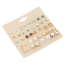 20 Pairs Stud Earrings Set Flower Butterfly Angel Wings Cubic Zirconia Jewelry