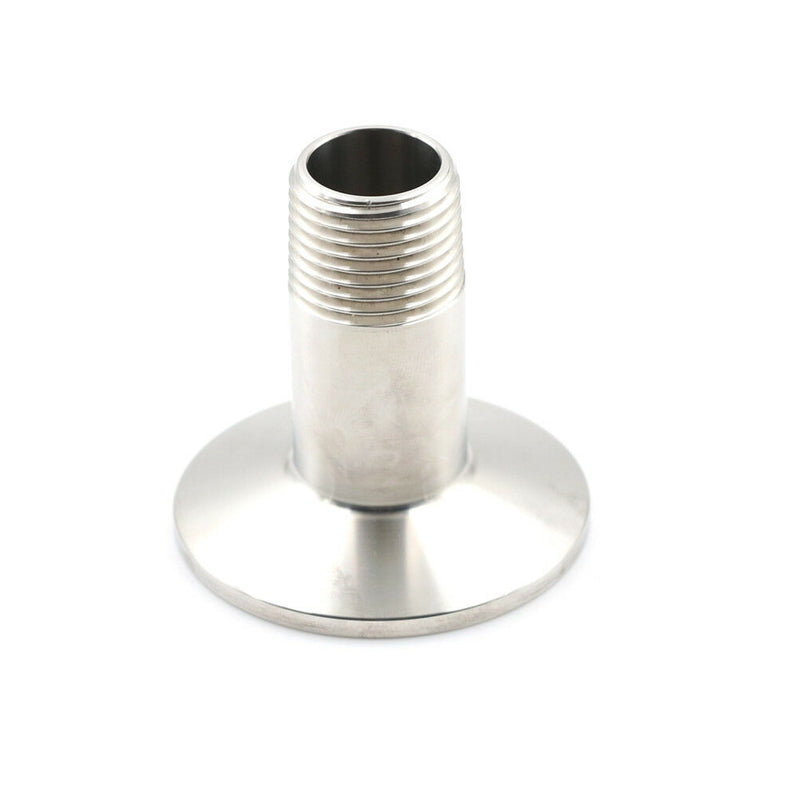 1/2" Sanitary Male Threaded NPT Ferrule Pipe Fitting to 1.5" Clamp SS304 BX