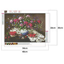 Diamond Painting Cross Stitch Rhinestone Mosaic (WLL1437 Desktop Flowers) A