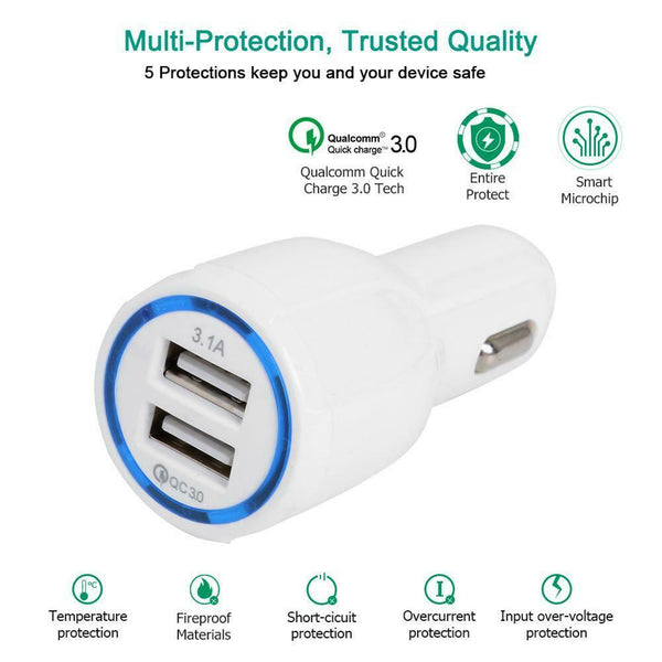 Quick Charge QC 3.0 Dual USB Car Charger 3.1A Fast Charge Charging Adapter #gib