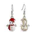 Christmas Ornament Cartoon Cute Snowman Drop Earrings Ear Hook Jewelry Gift A