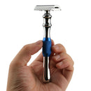 Zinc Alloy Razor Classic Shaving Razor Double Blade Safety Razor (Blue) B5Y8
