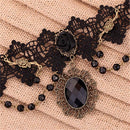 Lolita Gothic Black Rose Flower Lace Choker Collar Necklace Beads Chain OHK