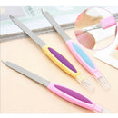 1pc 2 in 1 Metal Nail File Cuticle Remover Trimmer Buffer Manicure tool OZ