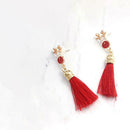 Christmas Earrings Santa Claus Elk Tassel Long Dangle Ear Jewelry (Style 3)