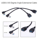 Super Speed USB 3.0 Male to Female Extension Cable Left and Right Angle Bl