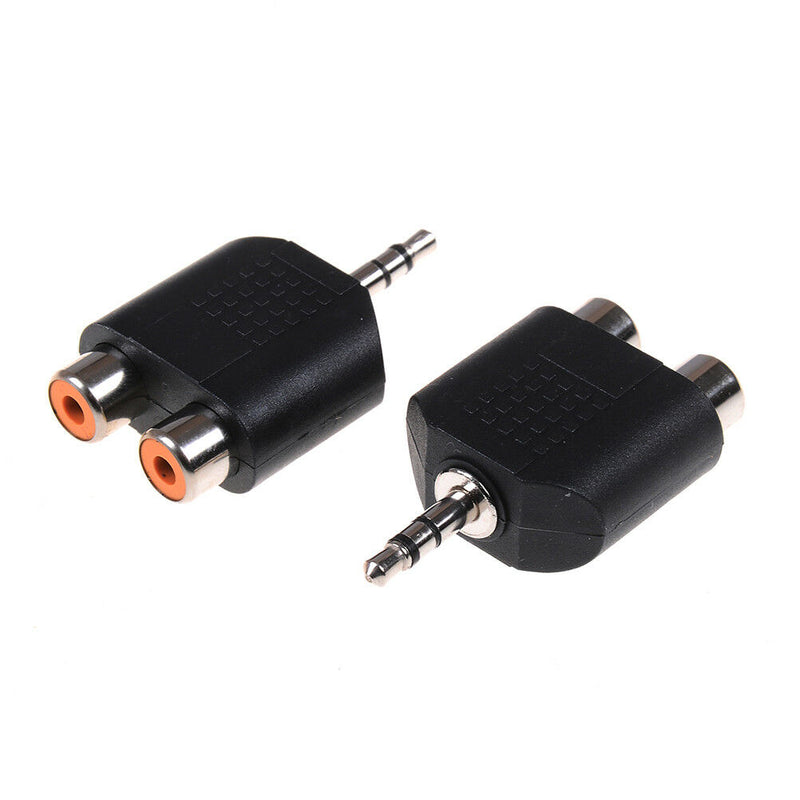 2Pcs 3.5mm to dual 2 RCA female male jack audio adapter conver.ES